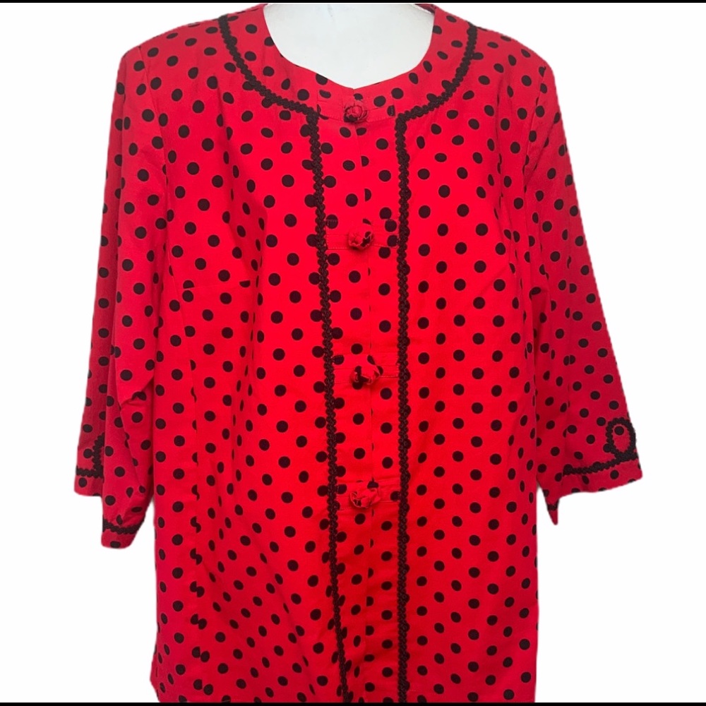Plus Size 3X Jacket Red Black Polka Dot Blazer